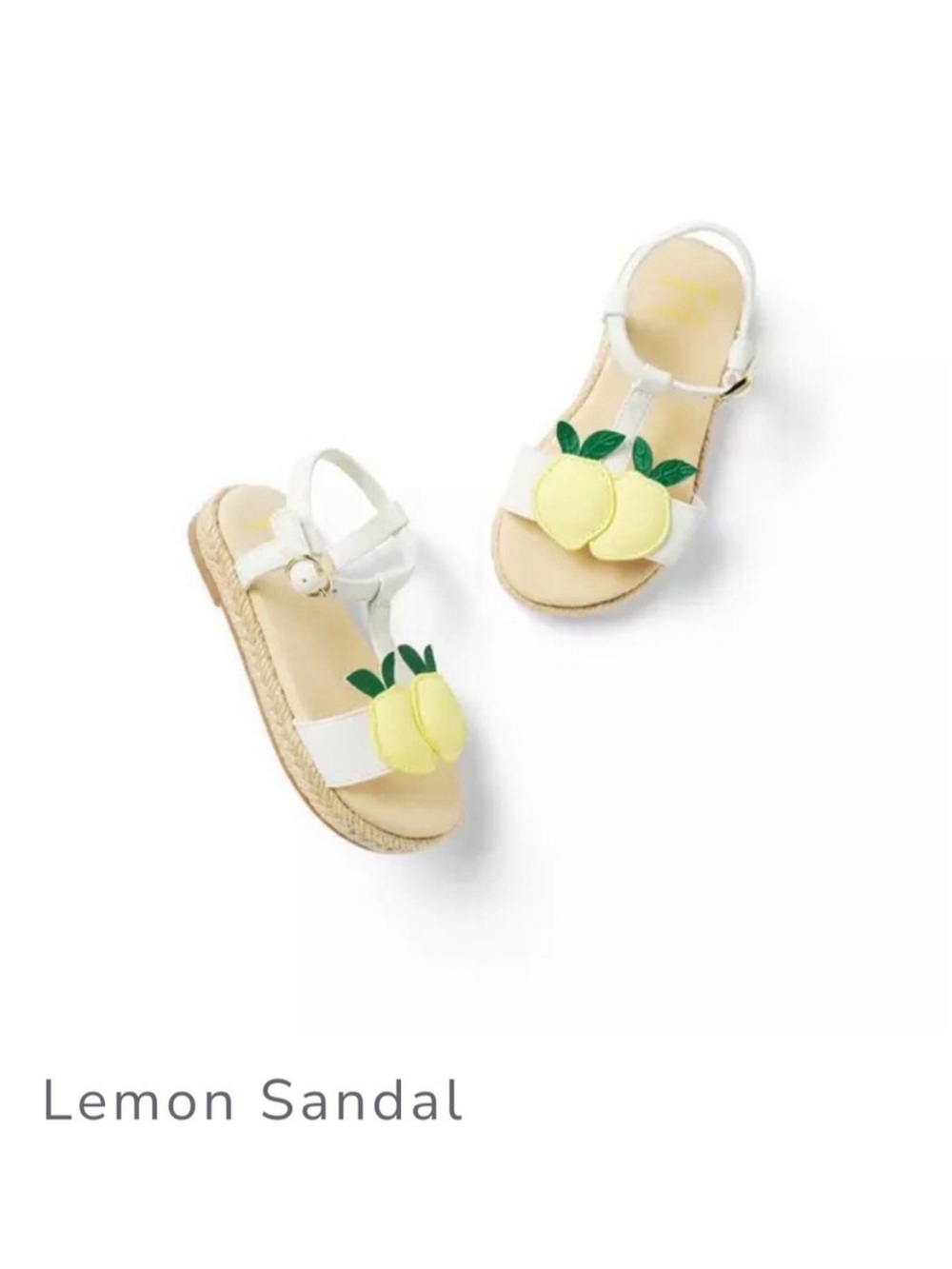 Janie and Jack White Sandals with Yellow Lemon 7c